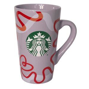 Starbucks 2023 Purple Haze Red Ribbon Waves 16oz Ceramic Coffee Mug Cup